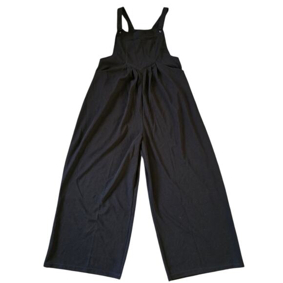 Halara Adjustable Strap Button Multiple Pockets Waffle Casual Overalls Black M - Picture 1 of 9